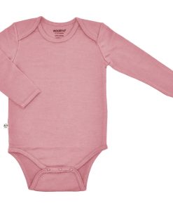 Baby Bodysuit, Long Sleeve, Merino Wool, Blush