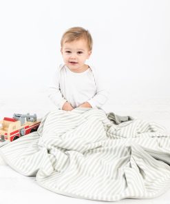 Imperfect BABY Blanket, 4 Season Stroller Merino Wool & Organic Cotton Blanket, 40 x 31.5, Stripes Gray