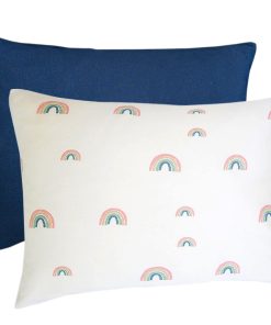 Ecolino Pillowcases, 100% Organic Cotton, 2 Pack, Navy Blue + Rainbow