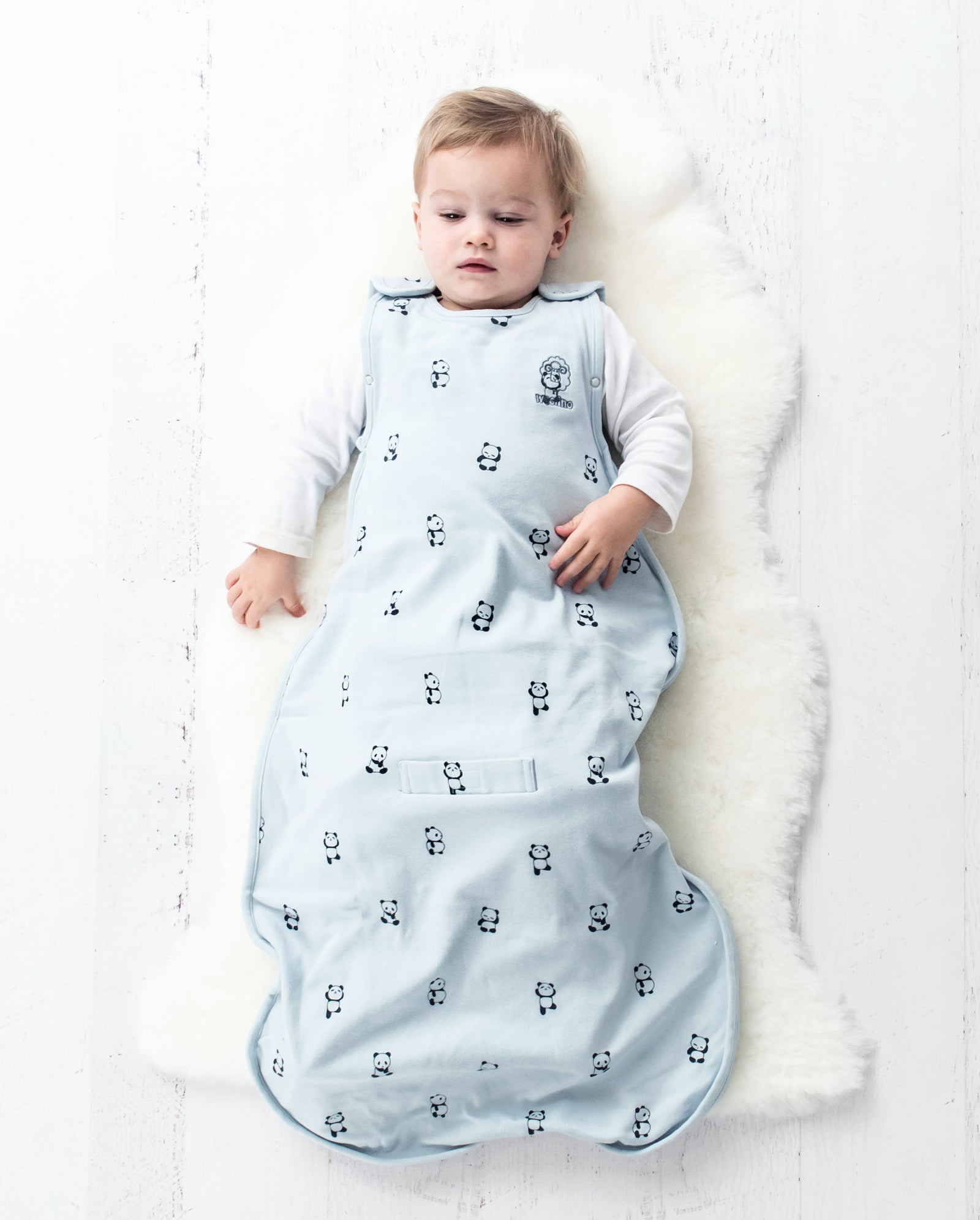 4 Season Ultimate Baby Sleep Bag, Merino Wool & Organic Cotton, Panda - Image 3