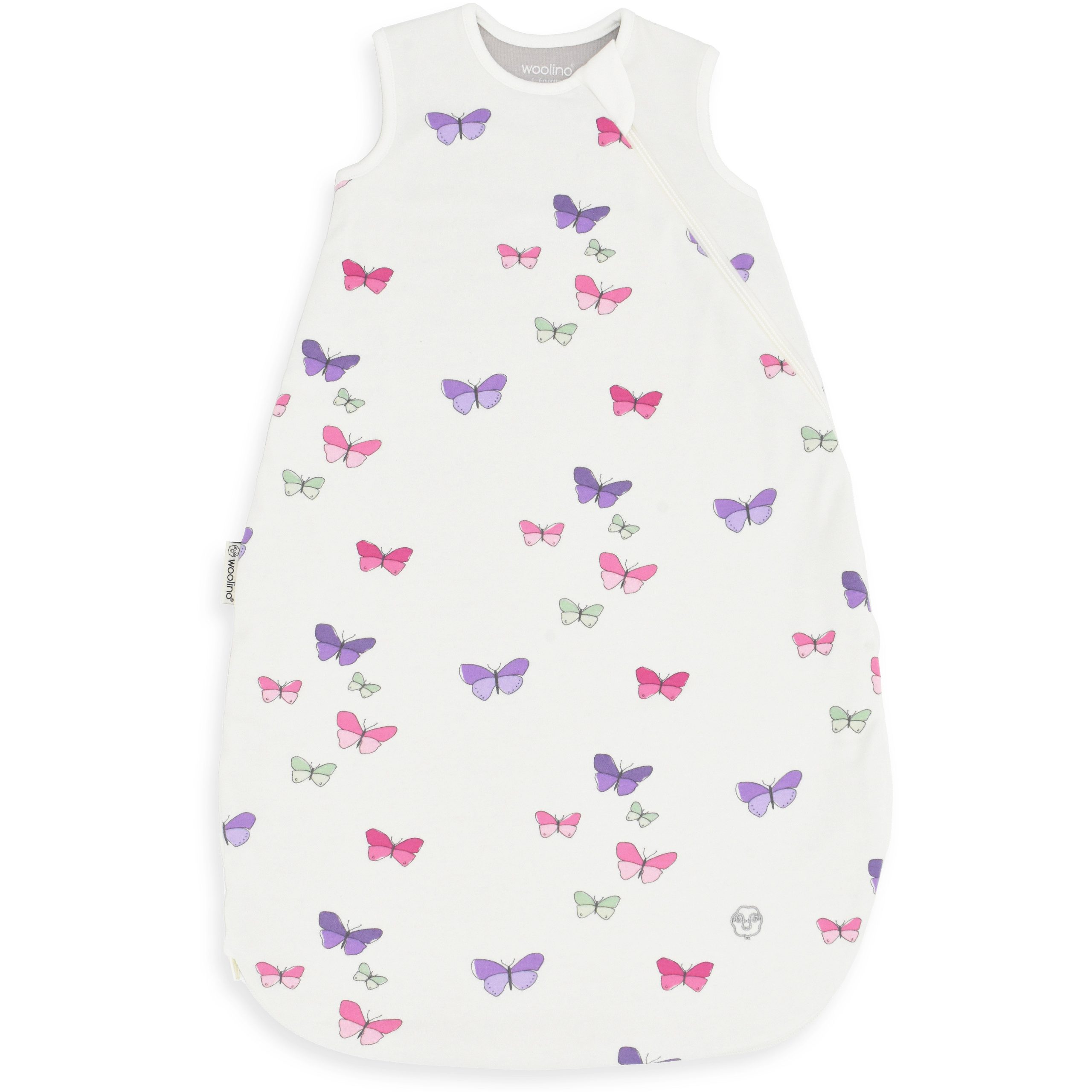 4 Season Classic Baby Sleeping Bag, Merino Wool & Organic Cotton, Butterfly