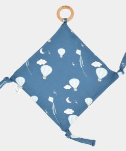 Lovey, Merino Wool and Organic Cotton with Removable Teething Ring, Hot Air Balloon