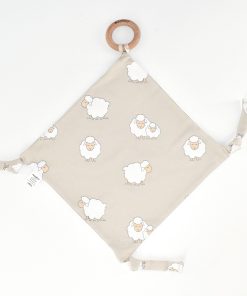 Lovey, Merino Wool and Organic Cotton with Removable Teething Ring, Sheep