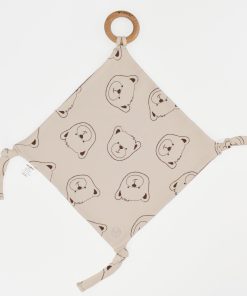 Lovey, Merino Wool and Organic Cotton with Removable Teething Ring, Teddy Bear