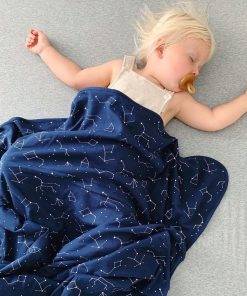 Imperfect Toddler Blanket, 4 Season Merino Wool & Organic Cotton Blanket, 52.5 x 40, Night Sky