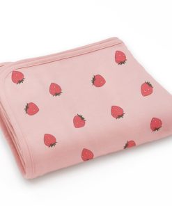 Toddler Blanket, 4 Season? Merino Wool & Organic Cotton Blanket, 52.5 x 40, Strawberry