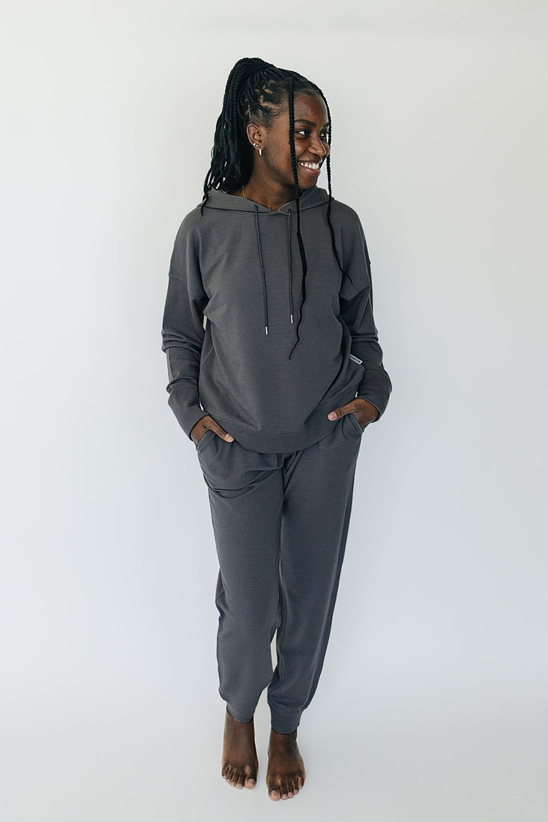 Women's Merino Wool Jogger, Storm Gray - Image 4