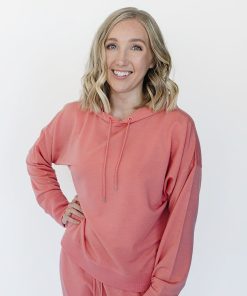 Women's Merino Wool Hoodie, Dusty Rose