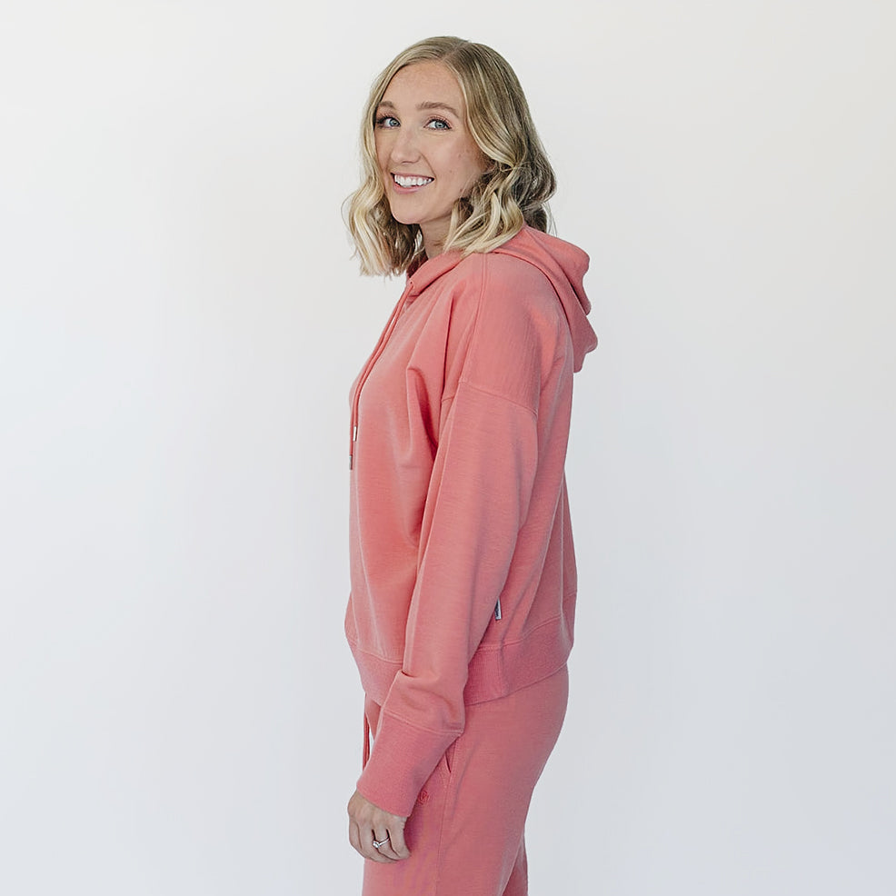 Women's Merino Wool Hoodie, Dusty Rose - Image 2