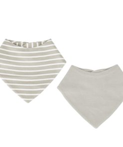 Bandana Bib Set, Merino Wool & Organic Cotton, Set of 2, Birch Gray