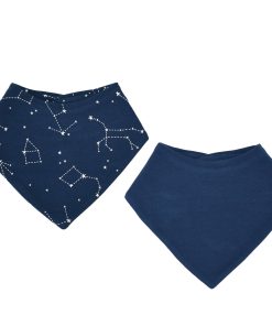 Bandana Bib Set, Merino Wool & Organic Cotton, Set of 2, Night Sky