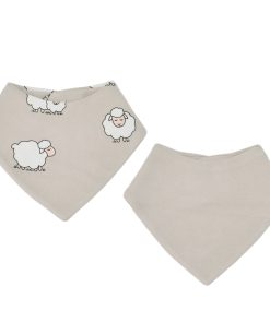 Bandana Bib Set, Merino Wool & Organic Cotton, Set of 2, Sheep
