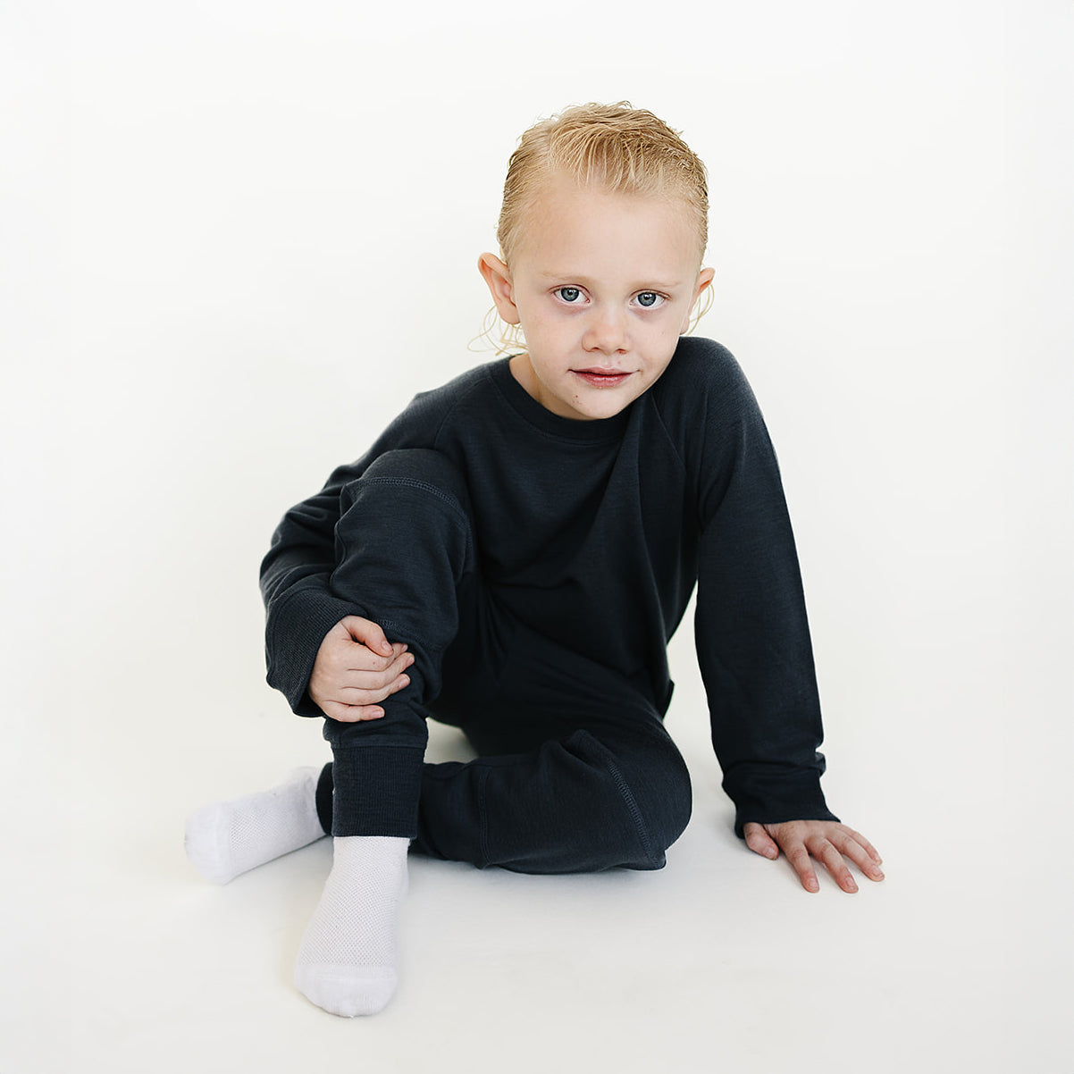 Kids Merino Wool Crew Neck Sweatshirt, Blueberry - Image 4