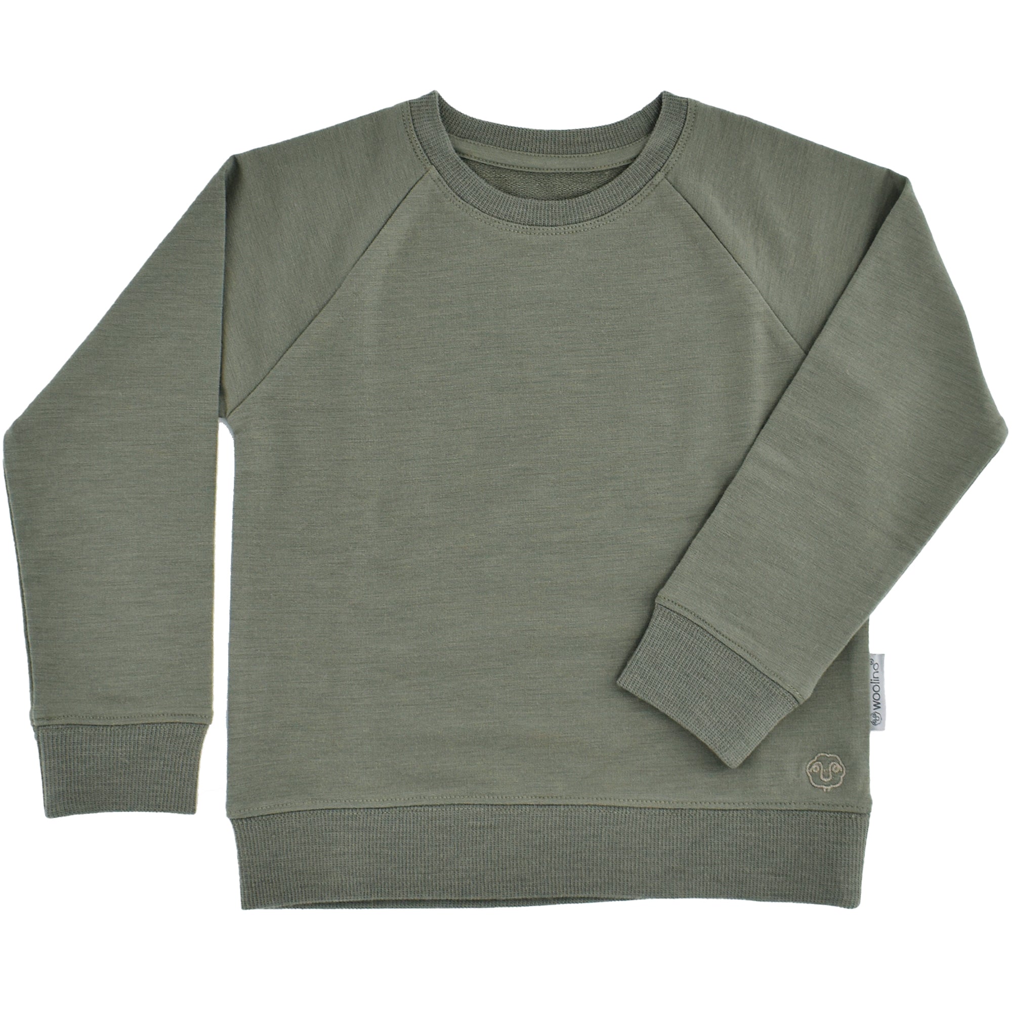 Kids Merino Wool Crew Neck Sweatshirt, Olive