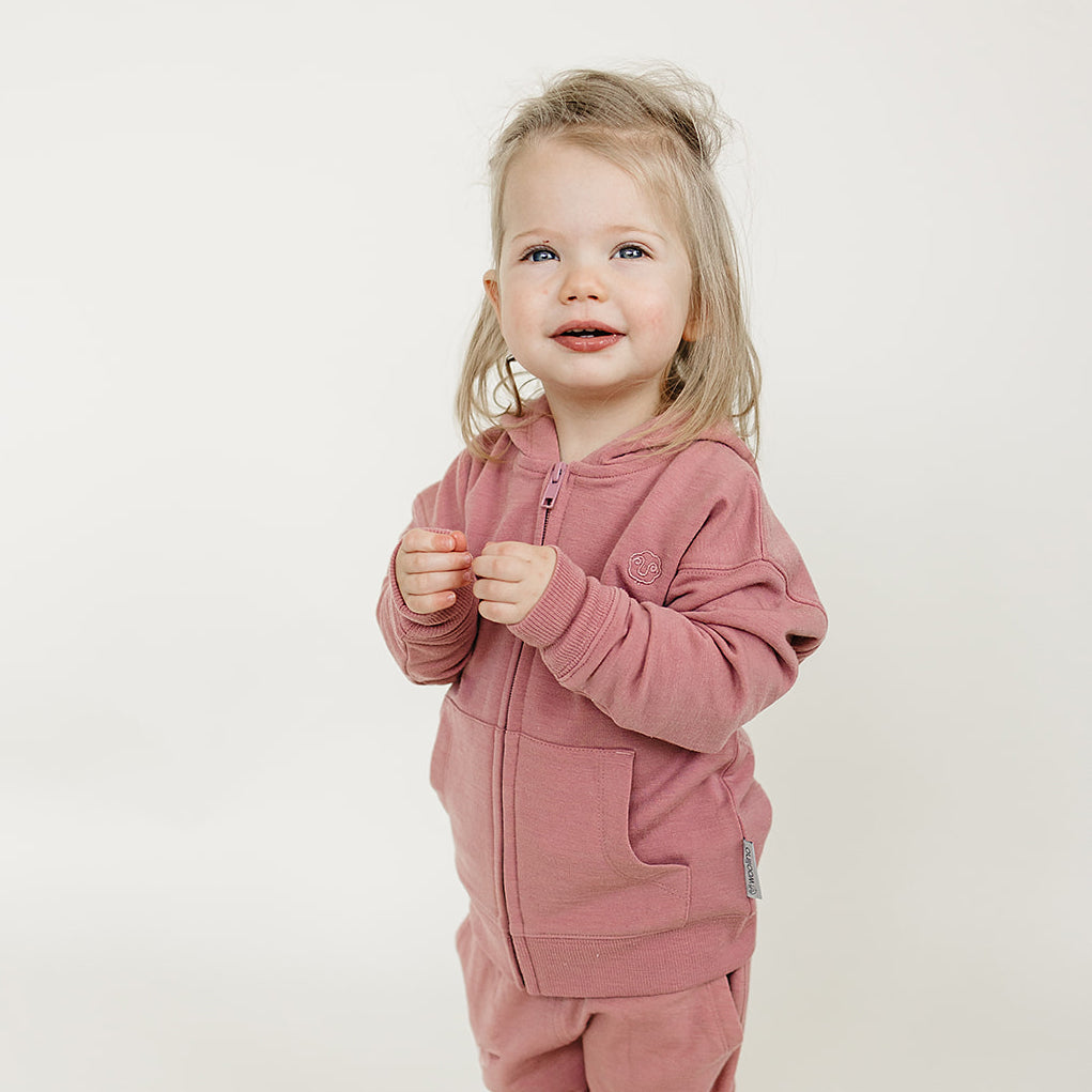 Kids Merino Wool Hoodie, Mauve Pink - Image 4