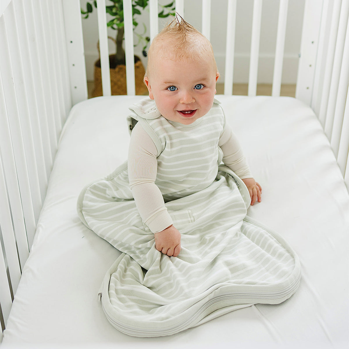 4 Season Ultimate Baby Sleep Bag, Merino Wool & Organic Cotton, Birch Gray - Image 3