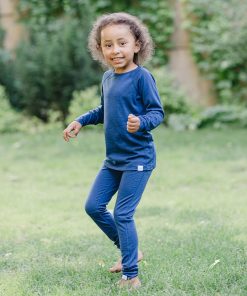 Kids Merino Wool Base Layer, Leggings, Deep Blue